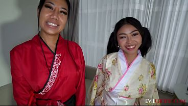Final feliz com duas massagistas asiáticas e sexo